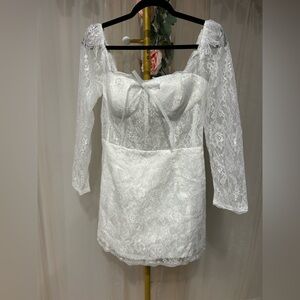 Elegant White Lace Mini Dress